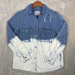 RAILS Turner Bleached Denim Shacket Shirt XS Distressed Icy Blue Tones Grunge